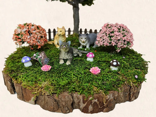 12in. Bonsai Plant Faux Indoor Outdoor Plant Home Office Decor cat figure Moss