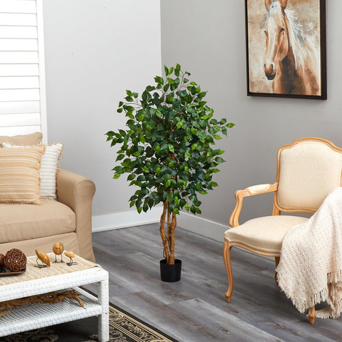 4’ Ficus Artificial Tree with Natural Trunks Home Decor